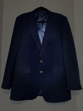 Levi's Navy Blue Two-Button Wool Blazer with Gold Buttons